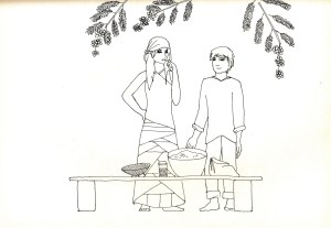 Cheli tries the powder apple